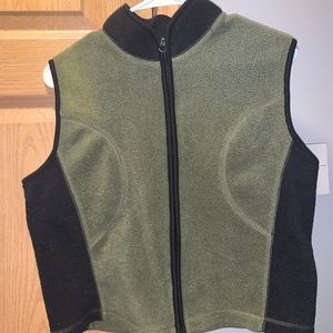 Dark green and black soft zip up vest